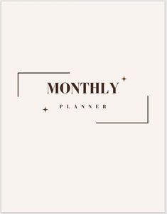 the logo for monthly planner on a white background with black and brown lettering,