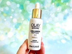 Olay Collagen Peptide 24 MAX Serum, handheld. Makeup Tips, Make Up