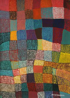 an abstract painting with squares and dots