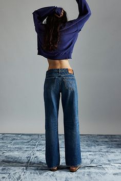 Classic jeans from Levi’s® in an effortless loose + low waist silhouette. Cut with a low-rise and a relaxed wide-leg. Complete with a logo patch at the back waistband. Features Levi’s® low loose jeans Low rise wide leg jeans Crafted from rigid denim that will soften more and more over time Low-rise waistline Loose, slouchy fit Full length 5-pocket styling Zip fly and button closure Content + Care 100% Cotton Machine wash Imported Size + Fit Low rise Wide leg Full length Model in Living The Good Low Rise Jeans Women, Levi's Relaxed Fit Dark Wash Flare Jeans, Levi's Dark Wash Bottoms With Straight Hem, Urban Outfitters Clothes, Spring Break Outfit, Fits Clothes, Loose Jeans, Classic Jeans, Levis Jeans