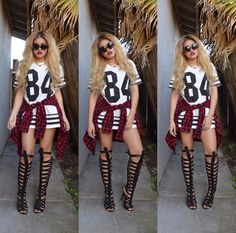 Tiffany Phoundiet @tiffaneeesteez Oversized Jersey Dress, Oversized Jersey, Gladiator Boots, Wait A Minute, Fashion Oversized, Summer Swag, Summer Fresh, Red Flannel