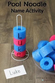 pool noodle name activity for kids to practice spelling the word'luke'in