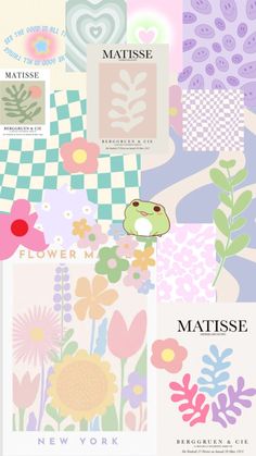 a collage of flowers and plants with the words matissee