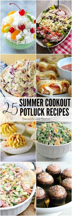 the collage shows different types of potluck dishes and how to make them