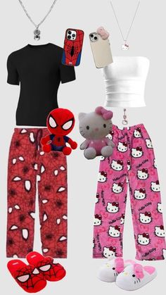 Check out Ur_Local_Swiftie_Naya's Shuffles Bf and gf matching Spider-Man and hello kitty outfits Matching Outfits Bf And Gf, Spider Man And Hello Kitty Drawing, Spiderman Bf Hello Kitty Gf, Partner Outfit Couple, Boyfriend Girlfriend Outfits, Cute Couple Outfits Matching, Spider Man And Hello Kitty, Spider Man Hello Kitty, Hello Kitty Outfits