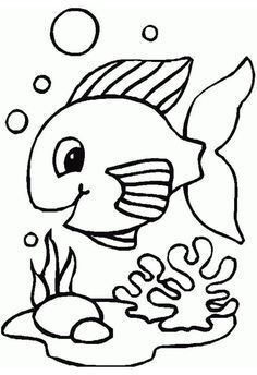 a cartoon fish swimming in the ocean with bubbles and bubbles on it's side