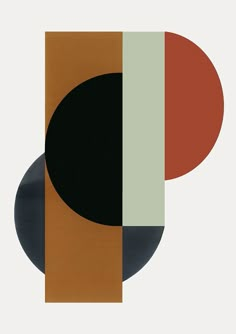 an abstract painting with black, brown and white circles on top of each other in different colors