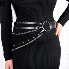 Steampunk belt: get ready to rock your look with this goth punk chain belt! Decorative belt for women Belts Material: vegan leather and metal Suitable for waist: 30-34 inches | 77-87cm Goth Belt Outfit, Gothic Punk Outfits, Alt Belt, Steam Punk Accessories, Goth Harness, Diy Body Chain, Belt Chains, Band Clothes, Goth Belt