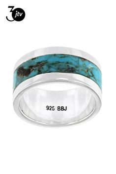 Blue Composite Turquoise Sterling Silver Band Ring. Measures Approximately .39"W. Not Sizeable. Oxidized Finish.  This Product Contains Composite Turquoise. This Means Separate Pieces Of Turquoise Were Bound Together. Sterling Silver Rings Bands, Silver Band Ring, Sterling Silver Bands, Blue Turquoise, Turquoise Sterling Silver, Silver Band, Turquoise Blue, Band Ring, Band Rings