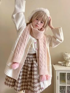 The price is for a scarf only, others are not included.  Garment Size   	 		 			Size 			Free Size 		 		 			Width 			23 		 		 			Full Length 			188 Cute Scarfs Winter, Cute Scarves, Scarf Outfit Aesthetic, Pink Scarf, Pink Scarf Outfit, Pastel Winter Scarf, Pink Knitted Fall Scarf, Pink Knitted Scarves, Pink Knitted Winter Scarves