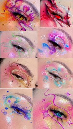 Eye Makeup Looks to Try Crazy Makeup Looks Creative, Crazy Makeup Ideas, Trans Makeup, Eye Makeup Colorful, Unique Eye Makeup, Makeup Looks To Try, Eye Makeup Looks