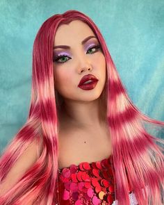 White Wig Costume Halloween, White Contact Halloween Costumes, Lola The Fish Costume, Stunning Halloween Costumes, Wig Halloween Costumes Women, Halloween Makeup With Contacts, Halloween Wig Costumes, Movie Characters With Red Hair, Lola Shark Tale Wig