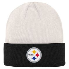 Let your young Pittsburgh Steelers fan keep their noggin warm and pay a nod to their favorites with this Bone cuffed knit hat. The neutral color of the crown contrasts with the authentic team color on the cuff, while the embroidered Pittsburgh Steelers graphic puts their loyalty front and center. Plus, the acrylic design makes this knit hat a great grab for added comfort when cooler temperatures arrive.Let your young Pittsburgh Steelers fan keep their noggin warm and pay a nod to their favorites Pittsburgh Steelers Hats, Steelers Gear, Acrylic Design, Steelers Fan, Mary Jane Shoes Womens, Acrylic Designs, Boys Accessories, Women Men Shoes, Pittsburgh Steelers