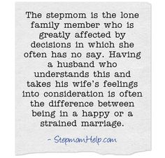 a piece of paper with a quote on it that reads, the stepmon is the lone family member who is greatly affectioned by decision in which she often