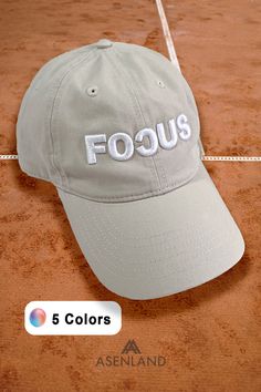 Unisex 3D Puff embroidered cotton casual cap is the perfect dad hat or baseball cap for the sports lover in your life. This motivational focus hat makes a great gift for him, or a thoughtful gift for any athlete, whether they enjoy tennis, golf, running, or working out. This baseball cap is perfect for anyone looking for a motivational and stylish addition to their wardrobe. Featuring a unique reverse "C" design on the word "Focus," this trendy cap stands out from the crowd like a custom hat Dog Walking Gifts, Stylish Caps, Running Gifts, Sun Hats For Women, Sports Lover, Embroidered Caps