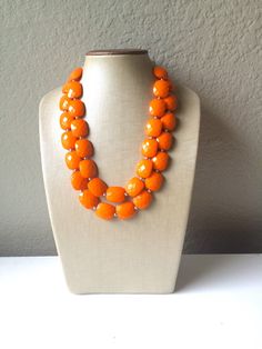 "Bright & fun Orange statement necklace! *LAST ONE* 16\" necklace with a 4\" extender chain. Thank you for supporting American small business :) *Smoke and pet free home!* I ship 6 days a week! Thank you for browsing my store, Check out my other items!" Orange Beaded Necklace, Resort Wear Fashion, Orange Statement Necklace, Fall Necklace, Orange Accessories, Orange Jewelry, 16 Necklace, Autumn Necklace, Orange Necklace