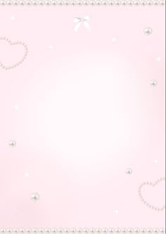 a pink background with pearls and bows