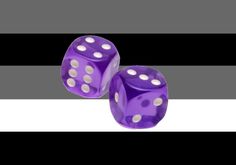 two purple dices with white dots on them