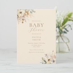 Elegant Boho Floral Baby Shower Invitation Floral Baby Shower Invitations, Floral Baby Shower, Floral Baby, Boho Floral, Shower Invitation, Shower Invitations, Baby Shower Invitations, Baby Shower