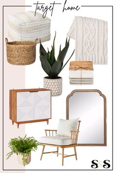 a collage of furniture and accessories with text overlay that reads, target home