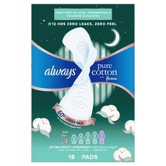 Try Always Pure Cotton Pads made with FlexFoam, Size 4, Overnight pads for up to 12 hours of Zero Leaks, Zero Feel protection. Discover the best of science and nature. Always Pure Cotton with FlexFoam pads combine a 100% pure cotton top layer with the breakthrough FlexFoam core, for incredible period protection that gives you peace of mind. Always Pure Cotton with FlexFoam pads are free of dyes, fragrances and chlorine bleaching. The pure cotton top layer is sourced from premium cotton that make Car Detailer, Always Pads, Period Pads, Hot Melt Adhesive, Online Grocery Shopping, Cotton Pads, Science And Nature