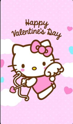 a hello kitty valentine's day card with the words happy valentine's day