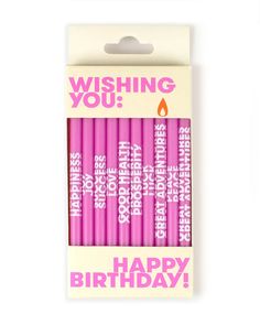 Wishing You... Birthday Candles - Pink (Set of 10)-54° Celsius-Strange Ways Candle Pack, Kitchen Plants, Seed Kit, Happy Birthday Candles, Book Clothes, 5 Gifts, Pink Set, Blow Out, Pink Candles