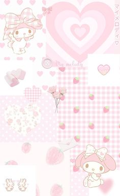 some pink and white wallpaper with hearts