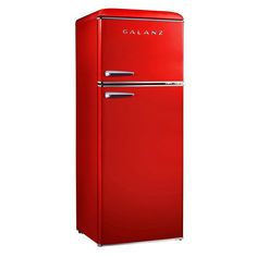 7.6 cu.ft. Retro Mini Refrigerator with Dual Door and True Freezer in Red - Super Arbor Cool Snacks, Red Fridge, Red Appliances, Red Refrigerator, Color Refrigerator, Retro Refrigerator, Finished Garage, Compact Fridge, Mini Refrigerator