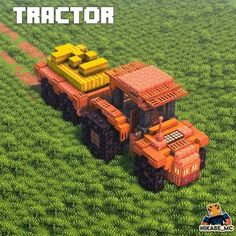 an image of a farm tractor in the middle of a field with grass and plants