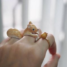 *** For this ring set ,we need to know the size each finger, index finger, middle finger and ring finger. ***After you made order, please message us each finger size.https://www.etsy.com/listing/507075432/squirrel-ring-set-animal-jewelry-three?ref=shop_home_active_13&frs=13-Piece Squirrel Rings These lovely 3-pieces squirrel rings are designed to be able to wear one by one each finger to create an adorable animal The ring is a completely unique handmade and hand-painted individual, waiting f Squirrel Ring, Sloth Ring, Animal Rings Jewelry, Double Rings, Trio Ring, Piece By Piece, Wardrobe Wishlist, Animal Rings, Index Finger