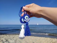 Evil eye car hanging accessory, rearview mirror hanger evil eye, handmade decor Talisman Car, Car Hanging Accessories, Car Mirror Hanging, Mirror Car Accessories, Mirror Accessories, Crochet Car, Car Hangers, Rear View Mirror Accessories, Greek Evil Eye