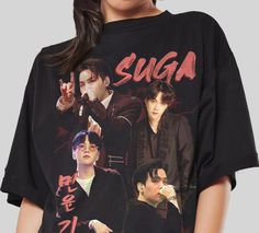 Suga Vintage T-shirt Suga Vintage, Be Water My Friend, Bts Clothes, Bts Shirt, Kpop Tshirt, Bts Clothing, Kpop Shirts, Hope Photos, Design Shirts