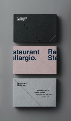 three business cards designed to look like they are stacked on top of each other