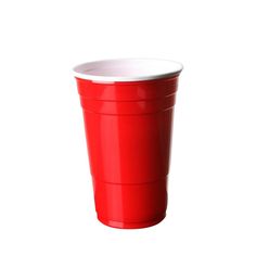 a red plastic cup on a white background