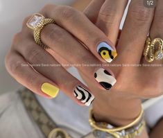 Animal Art On Nails, Wild Nails Designs, Animals Print Nail Art, Animal Pattern Nails, Tiger Nails Art, Nails With Animals Nailart, Multicolored Nails, Wow Nails