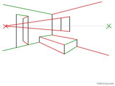 an image of a line drawing with red and green lines going through the top half