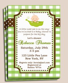 a green and brown baby shower card