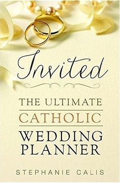 the ultimate catholic wedding planner is shown with two gold rings on top of each other