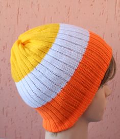 Hello, dear visitors! Maverique Pride gift * COLORS from top to bottom : yellow, white, orange. * To order another color combination, or any other hats in this style, please contact me. Shipping time is 1-2 weeks to Europe and 3-4 weeks to the rest of the world but it can take few days more. Colors may vary based upon your screen resolution. Welcome to my shop! https://www.etsy.com/ru/shop/KnittingAndDesign?ref=hdr Thank you for visiting my etsy store. White Hat One Size Gift, Casual White Beanie As Gift, Orange Adjustable Beanie Hat, Adjustable Orange Beanie Hat, Yellow Handmade Cap, Adjustable Orange Beanie, Yellow Adjustable Crochet Cap, Handmade Yellow Cap, Adjustable Yellow Crochet Cap