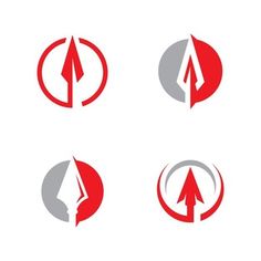 four different logos with arrows in the middle and one arrow pointing to the right on a white background