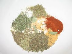 spices and seasonings on a white plate