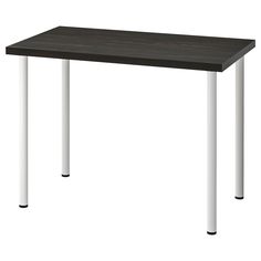 a black table with white legs on a white background