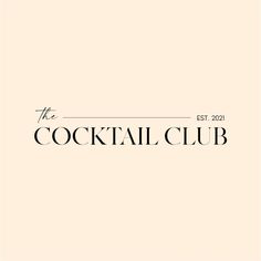 the cocktail club logo is shown in black on a beige background with an inscription that reads,