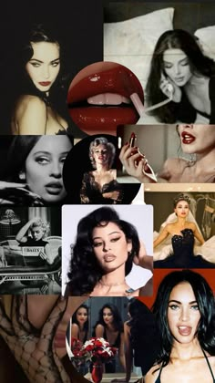 the collage has many different pictures of women with lipstick on their faces and hands