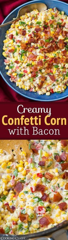 creamy corn with bacon is an easy and delicious side dish