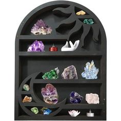 Crystal Display Shelf, Wooden Crescent Moon Shelf Crystal Holder Features: Our mission is to make your home cleaner and tidy. To this end.we worked hard on moon shelves. The super strong iron bracke structure nmakes our shelves strong and durable. Simple and elegant shelves add different decor to your home. Showothers your different attitude to life. Specification: Size of shelvs:13-78 x17.72 1mches (35x45 cm Material: EnvironmentallzTriendly boplar woo Product Care Instructions Wipe with Dry Cl Witchy Bedroom Wall Shelves, Spiritual Room Meditation Space, Moon Shelves, Elegant Shelves, Crystals Shelf, Shelf For Crystals, Arch Shelf, Mountain Crystal Shelf, Moon Shelf For Crystals