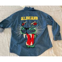 100% Authentic Gucci Denim Street Style “Aliscans” Long Sleeves Shirt Size 48 Measurements Approx Pit To Pit 26” Shoulder To Shoulder 27” Condition Is "New With Tags". Blue Gucci Tops For Fall, Blue Gucci Tops For Spring, Spring Blue Gucci Tops, Gucci Cotton Long Sleeve Shirt, Casual Gucci Tops For Fall, Gucci Cotton Shirt For Spring, Spring Gucci Cotton Shirt, Casual Gucci Long Sleeve Tops, Casual Gucci Collared Top