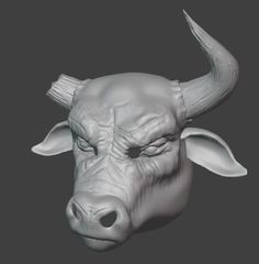 the head of a bull with horns is shown in white strong - looking plastic material