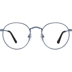 These round glasses exude retro-chic minimalism. The lightweight stainless steel eyeglasses features delicate detailing around the rims and temple arms. Acetate temple tips and silicone nose pads provide a comfortable wear. | Zenni Retro Round Prescription Eyeglasses Blue Stainless Steel Circle Glasses, Glasses Design, Round Eyeglasses Frames, Diamond Face Shape, Rim Design, Zenni Optical, Diamond Face, Keke Palmer, Round Glasses